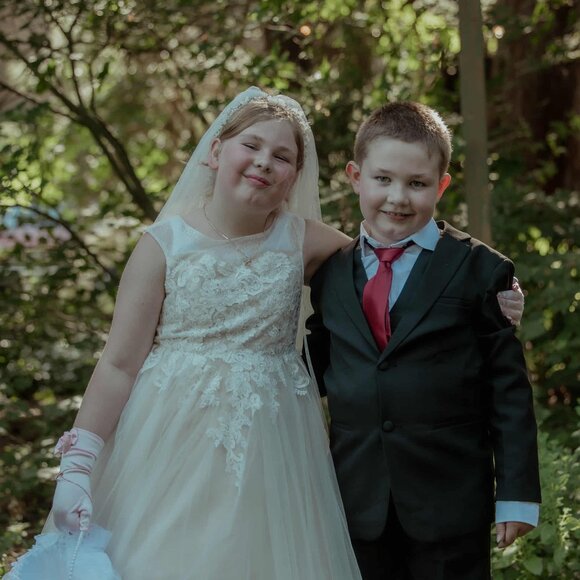 Flower GirI- Ivory Lace Tulle Wedding Dress – Sleeveless Floral Appliqué - Picture 12 of 12